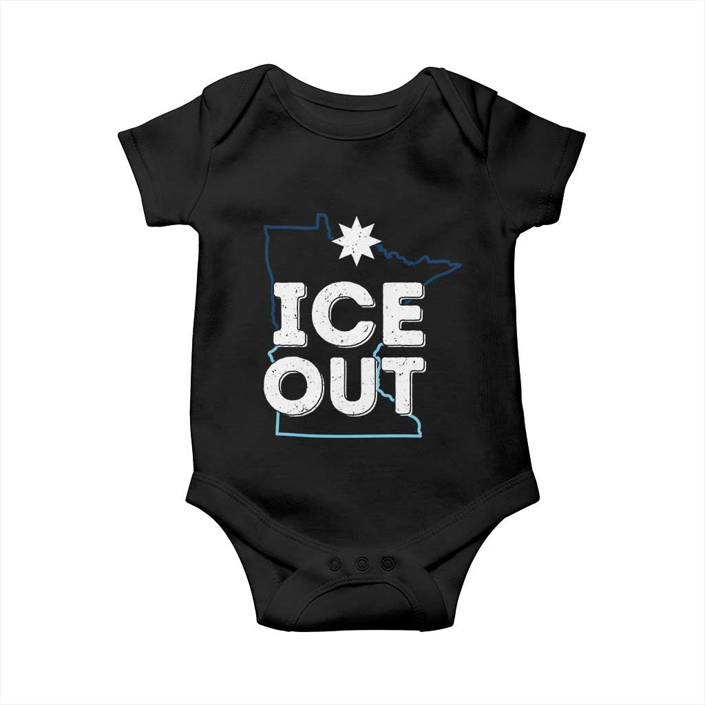 Ice Out Of Minnesota Baby Onesie MN Map Immigration Protest Community Resistance