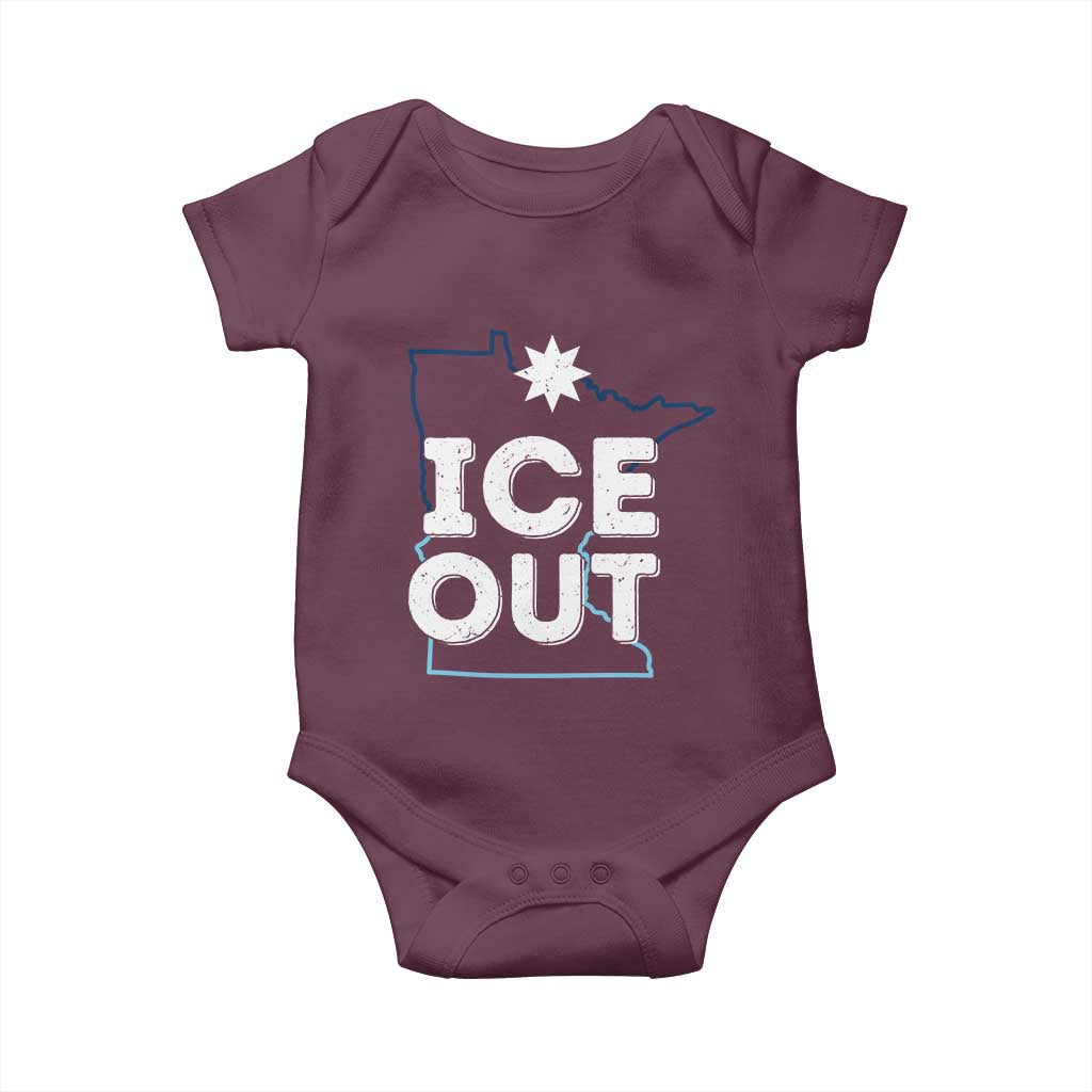 Ice Out Of Minnesota Baby Onesie MN Map Immigration Protest Community Resistance