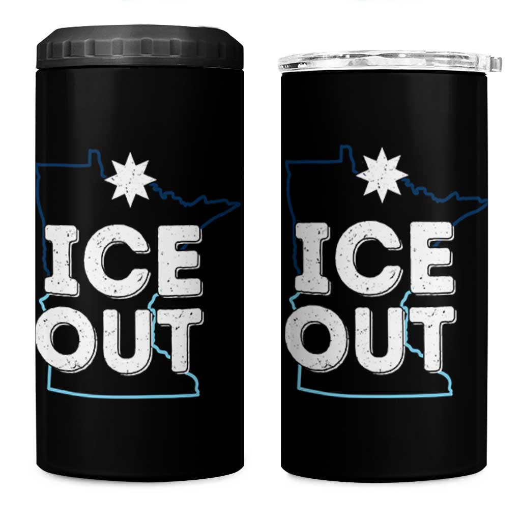 Ice Out Of Minnesota 4 in 1 Can Cooler Tumbler MN Map Immigration Protest Community Resistance