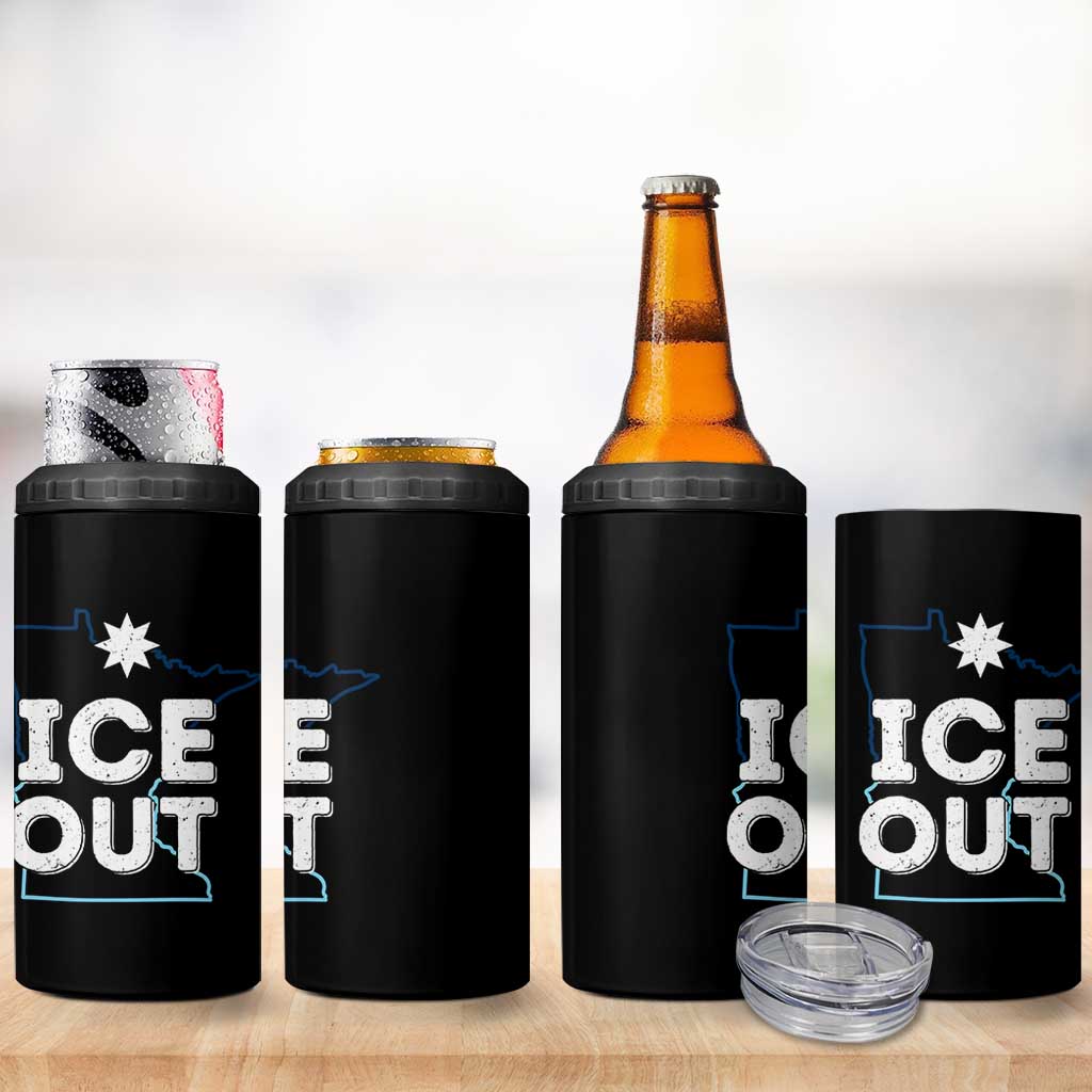 Ice Out Of Minnesota 4 in 1 Can Cooler Tumbler MN Map Immigration Protest Community Resistance