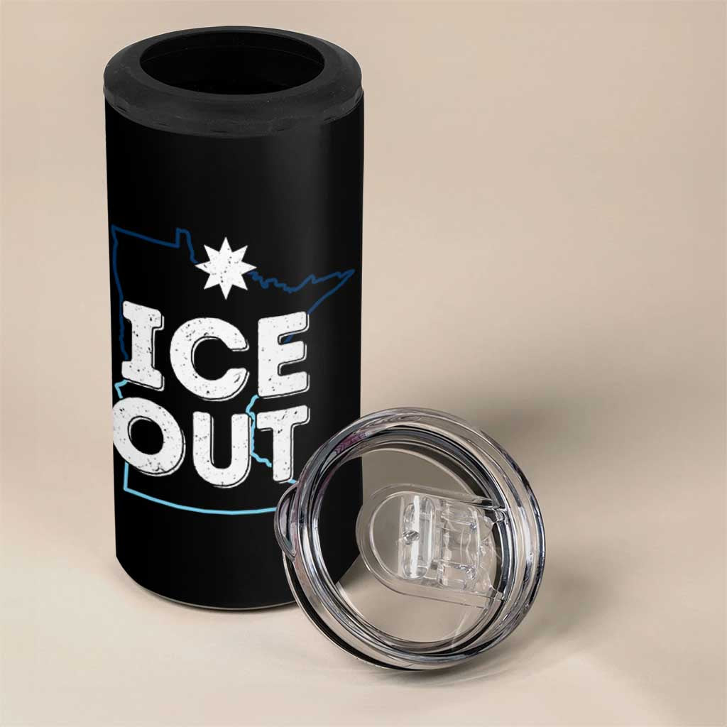 Ice Out Of Minnesota 4 in 1 Can Cooler Tumbler MN Map Immigration Protest Community Resistance