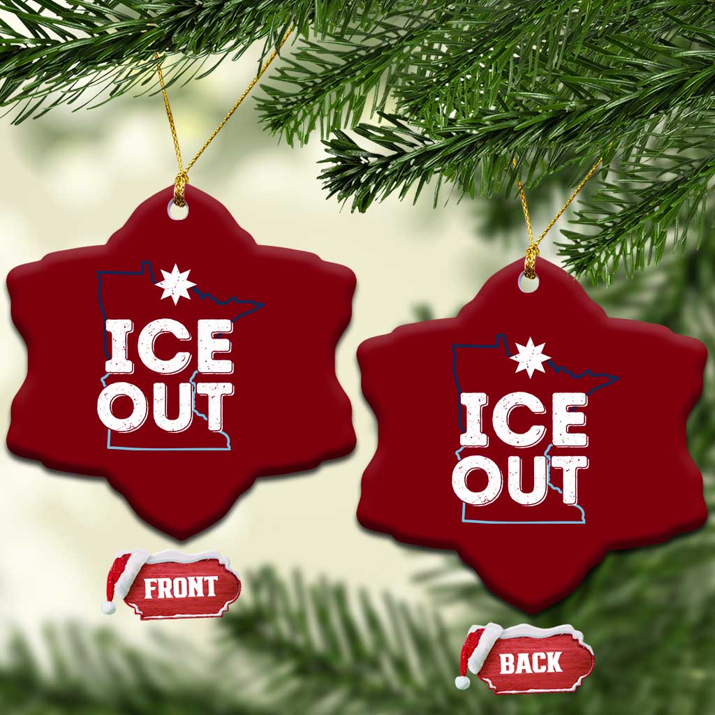 Ice Out Of Minnesota Ceramic Ornament MN Map Immigration Protest Community Resistance