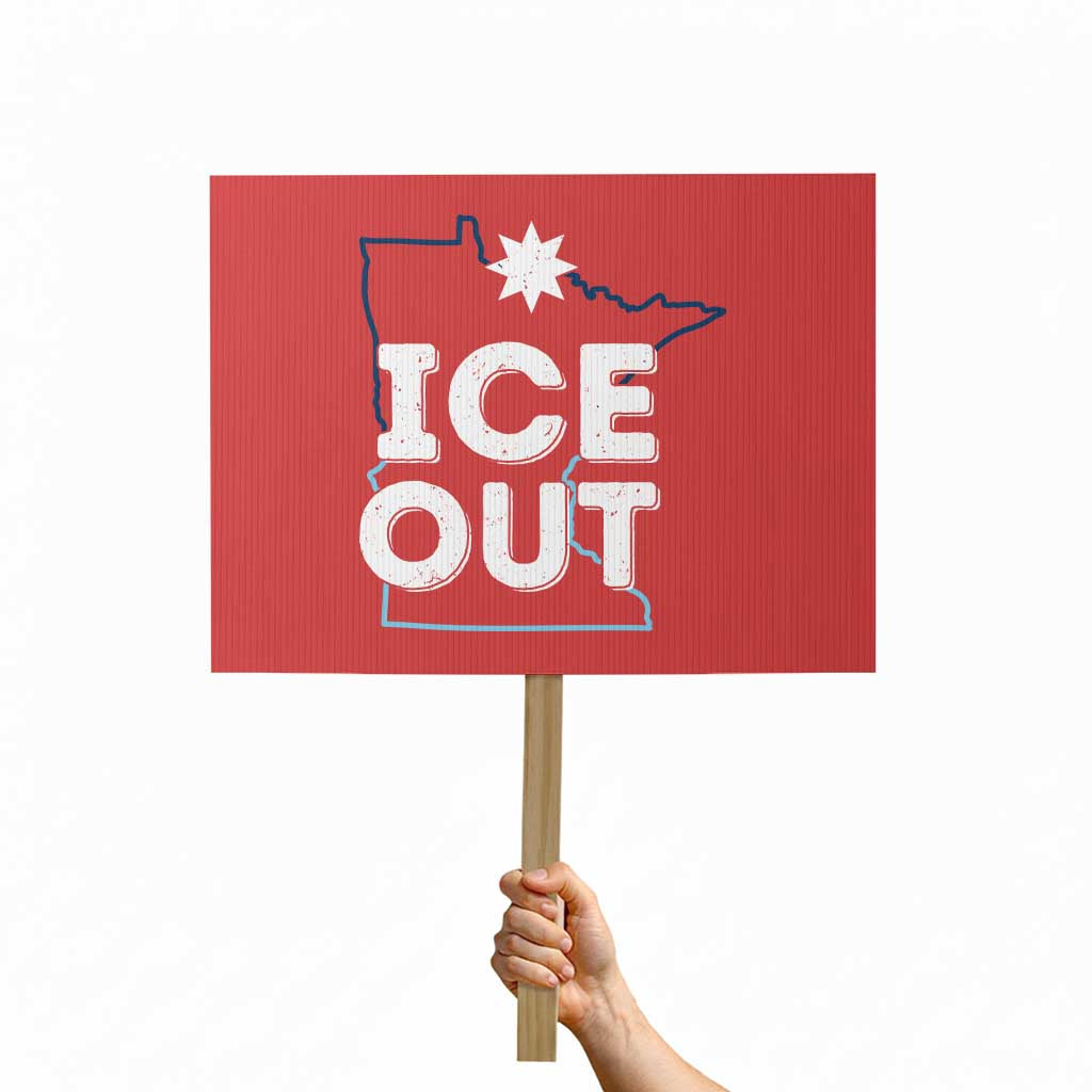 Ice Out Of Minnesota Protest Sign MN Map Immigration Protest Community Resistance