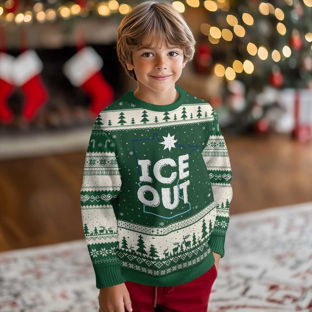 Ice Out Of Minnesota Ugly Christmas Sweater MN Map Immigration Protest Community Resistance