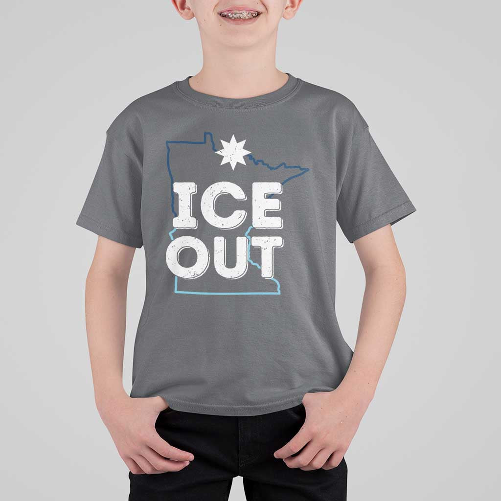 Ice Out Of Minnesota T Shirt For Kid MN Map Immigration Protest Community Resistance