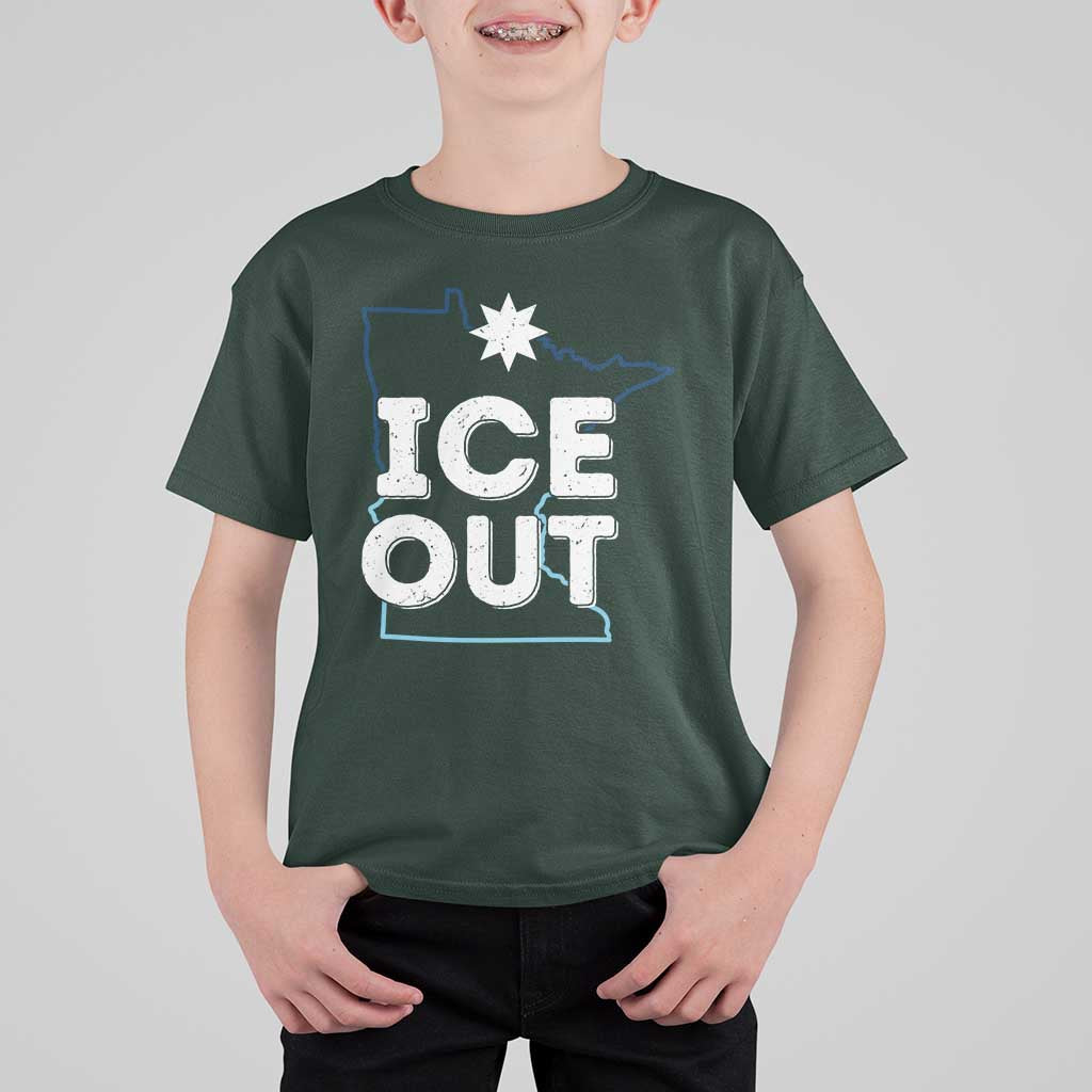 Ice Out Of Minnesota T Shirt For Kid MN Map Immigration Protest Community Resistance