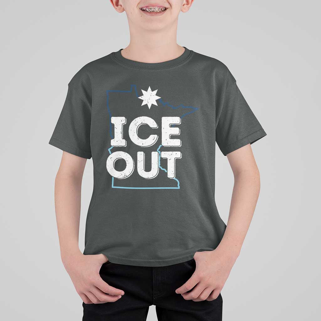 Ice Out Of Minnesota T Shirt For Kid MN Map Immigration Protest Community Resistance