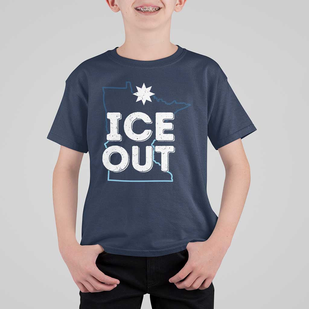 Ice Out Of Minnesota T Shirt For Kid MN Map Immigration Protest Community Resistance
