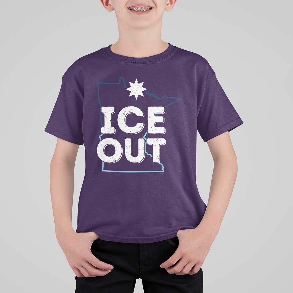Ice Out Of Minnesota T Shirt For Kid MN Map Immigration Protest Community Resistance
