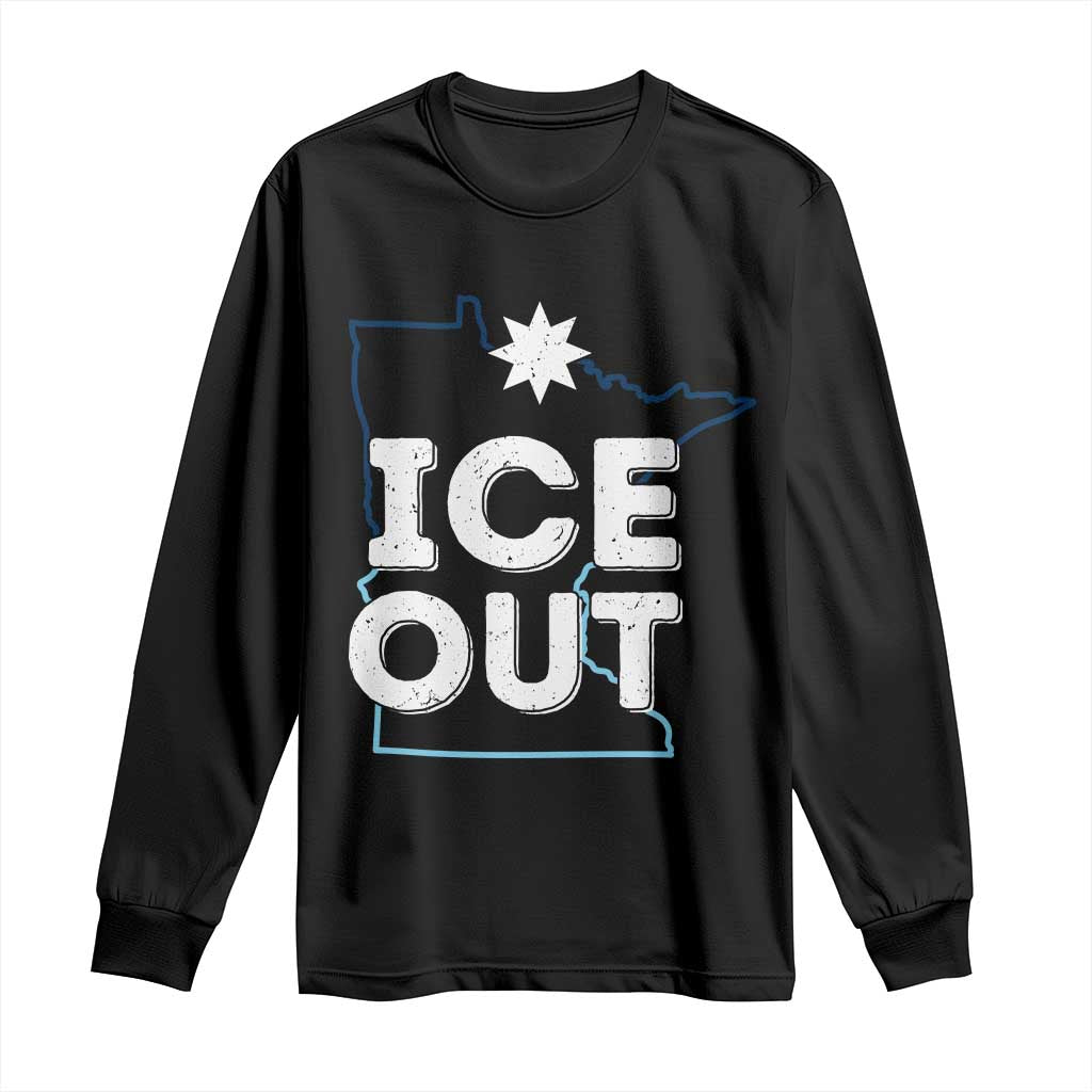 Ice Out Of Minnesota Long Sleeve Shirt MN Map Immigration Protest Community Resistance