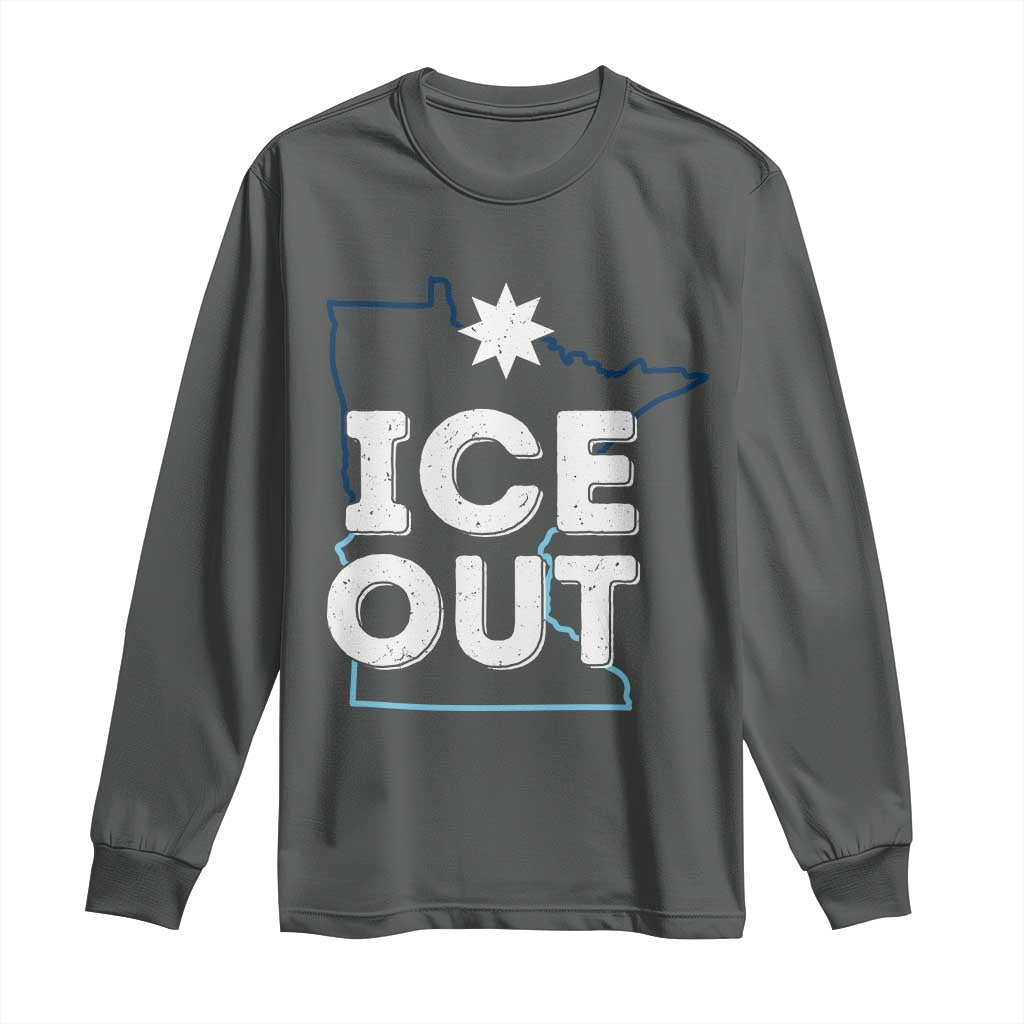 Ice Out Of Minnesota Long Sleeve Shirt MN Map Immigration Protest Community Resistance