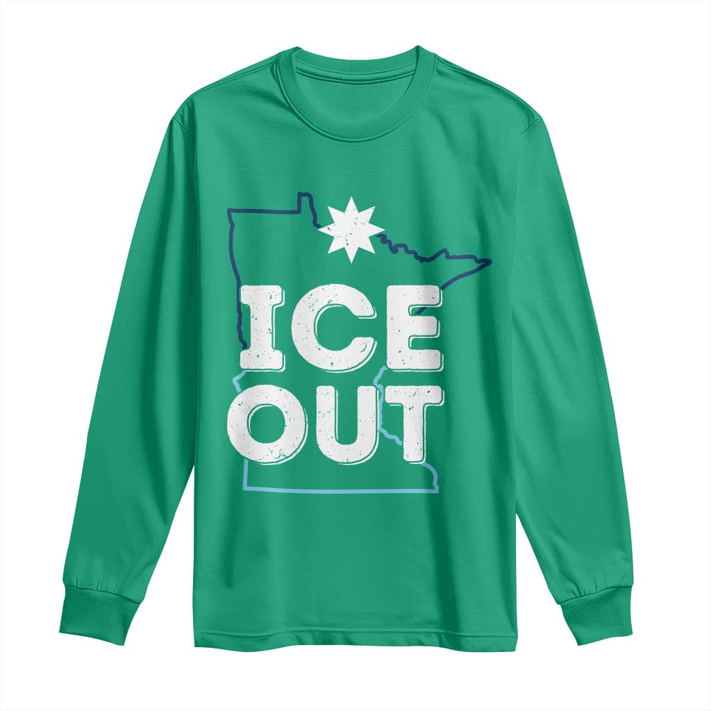 Ice Out Of Minnesota Long Sleeve Shirt MN Map Immigration Protest Community Resistance