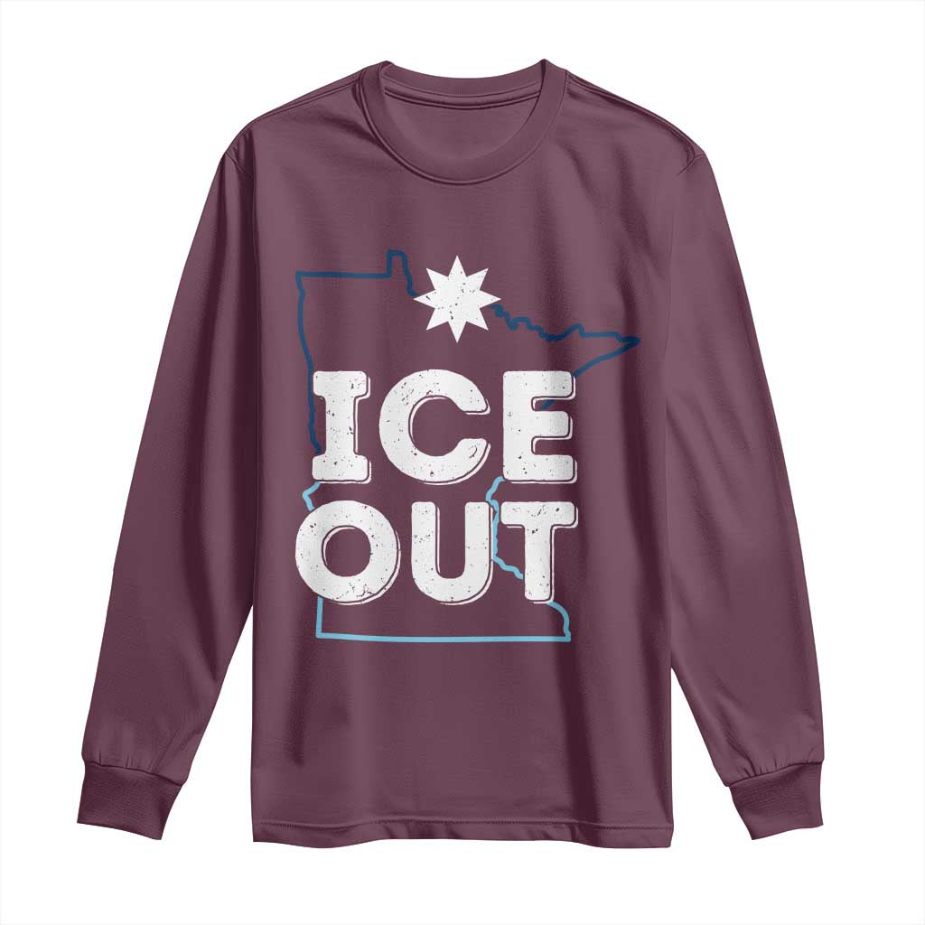 Ice Out Of Minnesota Long Sleeve Shirt MN Map Immigration Protest Community Resistance