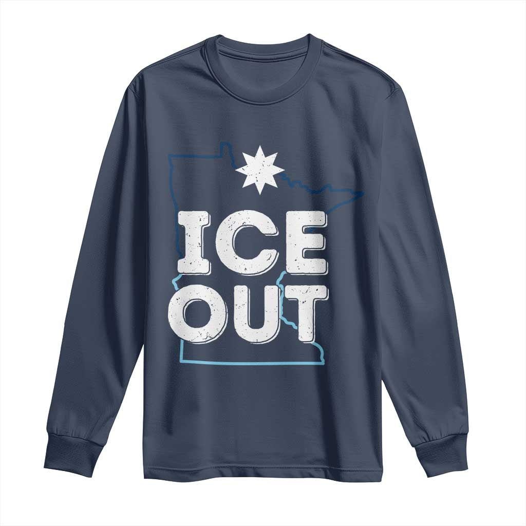 Ice Out Of Minnesota Long Sleeve Shirt MN Map Immigration Protest Community Resistance