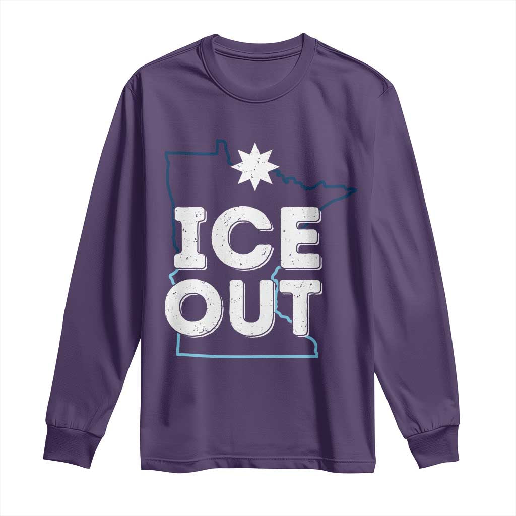 Ice Out Of Minnesota Long Sleeve Shirt MN Map Immigration Protest Community Resistance