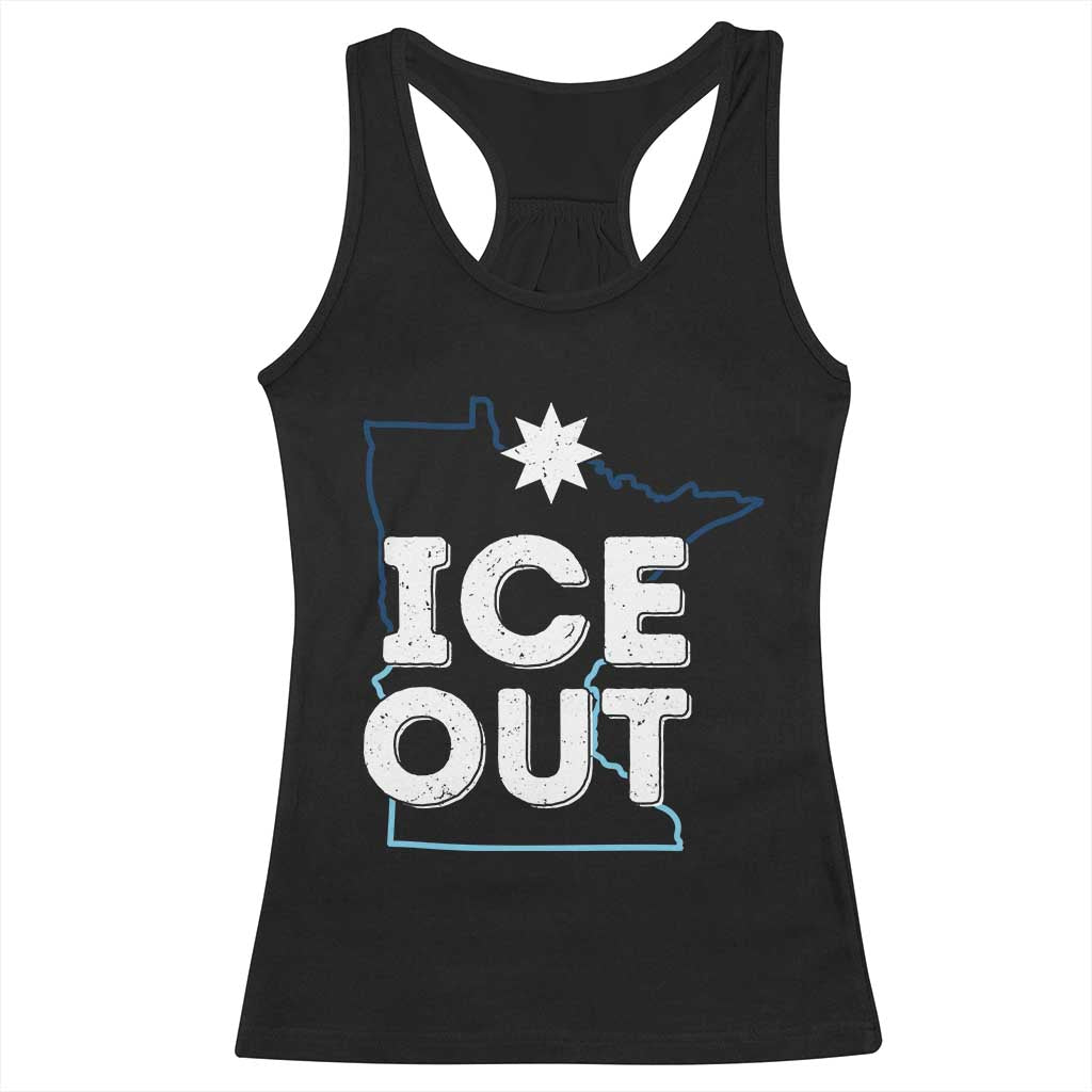 Ice Out Of Minnesota Racerback Tank Top MN Map Immigration Protest Community Resistance