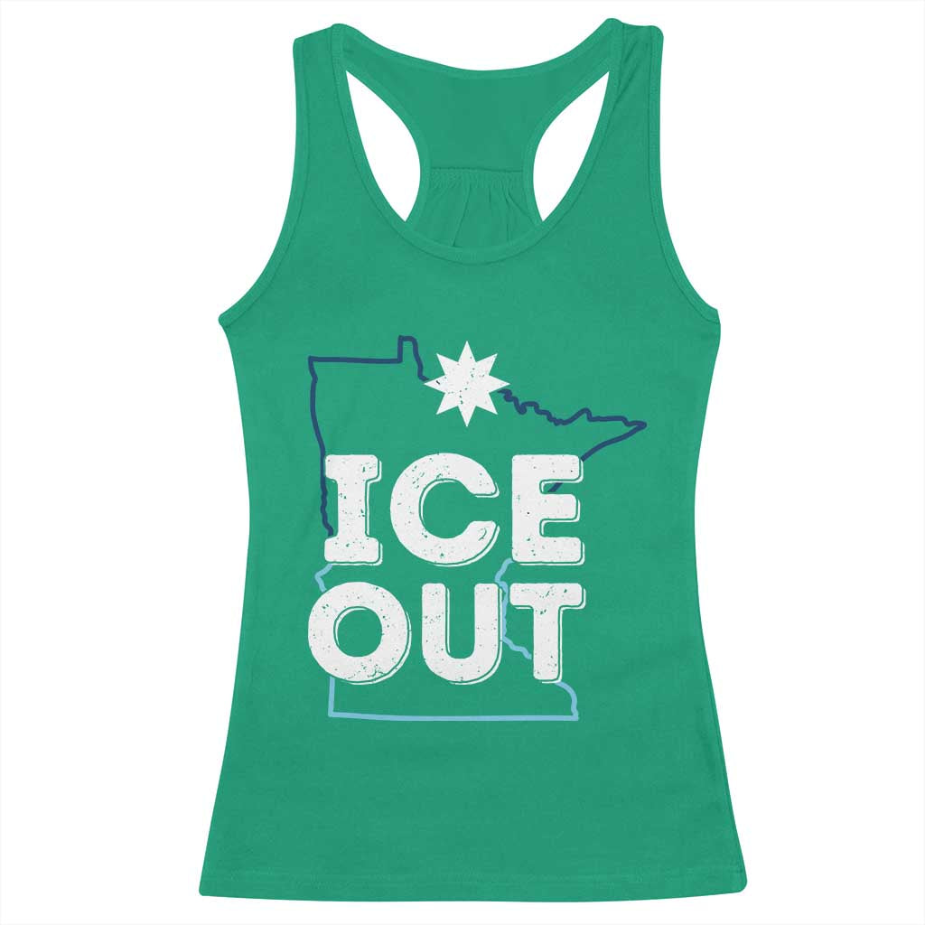 Ice Out Of Minnesota Racerback Tank Top MN Map Immigration Protest Community Resistance