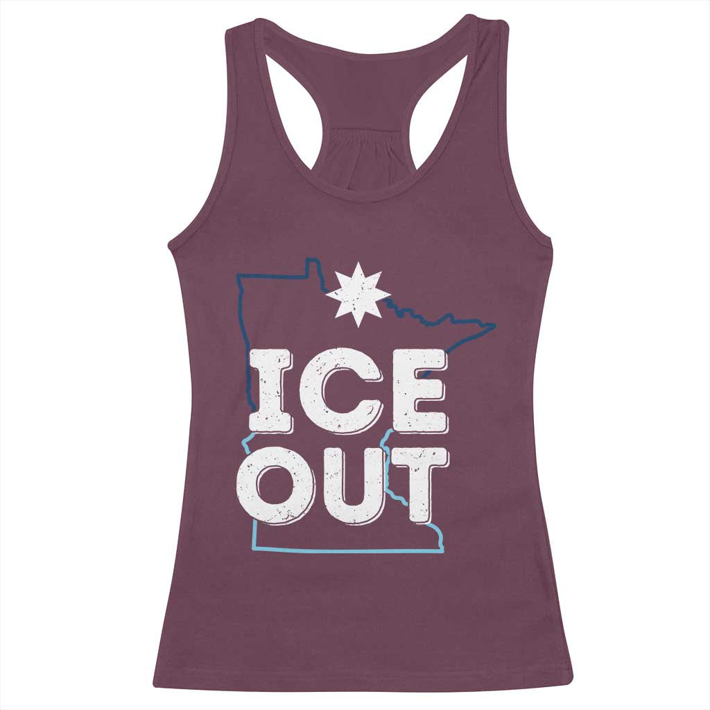 Ice Out Of Minnesota Racerback Tank Top MN Map Immigration Protest Community Resistance