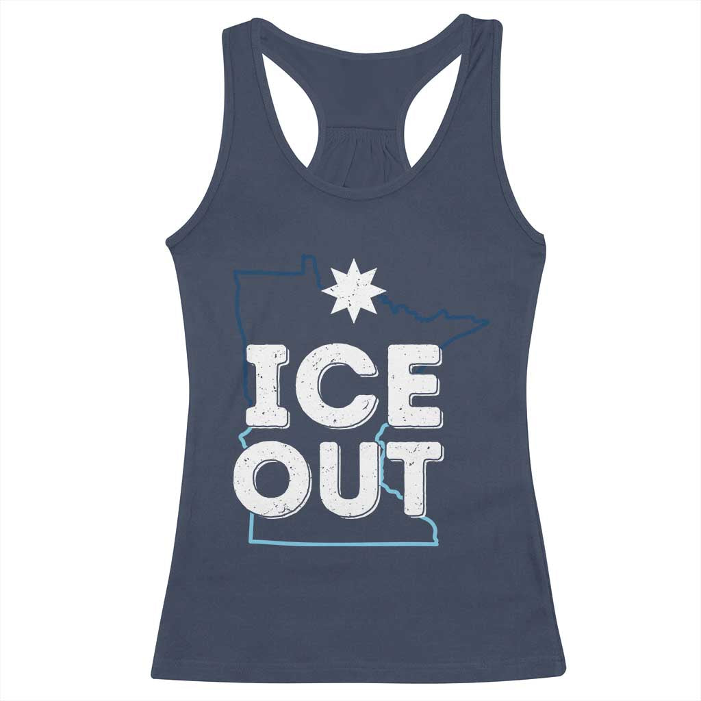 Ice Out Of Minnesota Racerback Tank Top MN Map Immigration Protest Community Resistance
