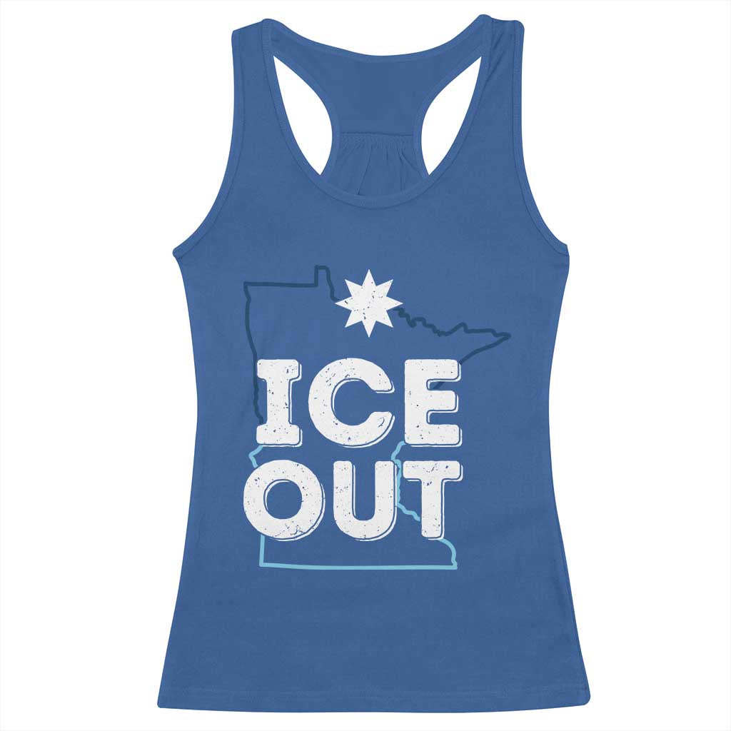 Ice Out Of Minnesota Racerback Tank Top MN Map Immigration Protest Community Resistance