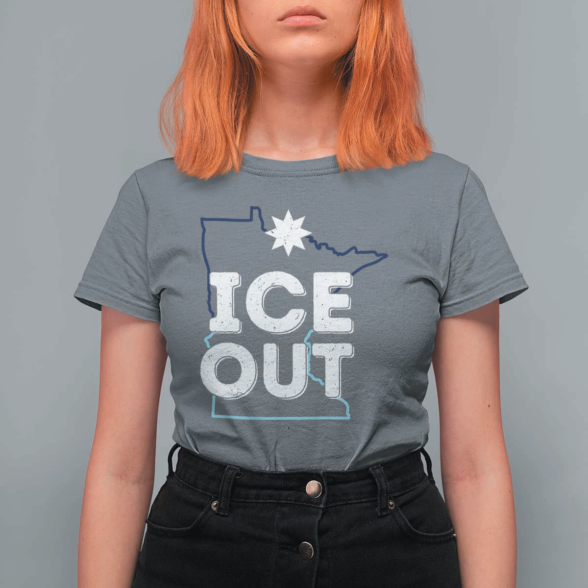 Ice Out Of Minnesota T Shirt For Women MN Map Immigration Protest Community Resistance