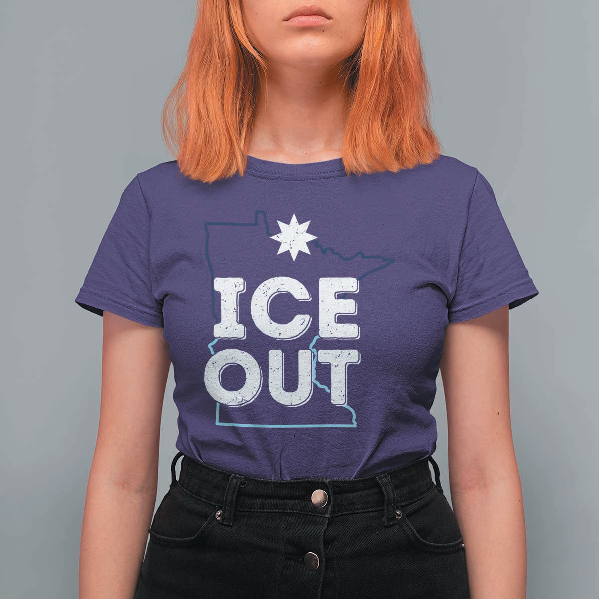 Ice Out Of Minnesota T Shirt For Women MN Map Immigration Protest Community Resistance