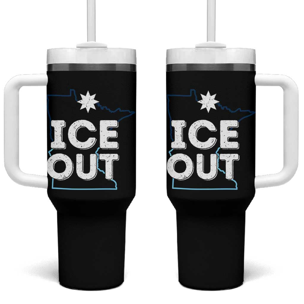 Ice Out Of Minnesota Tumbler With Handle MN Map Immigration Protest Community Resistance