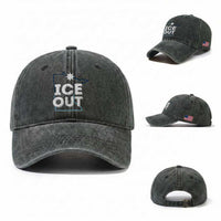 Ice Out Of Minnesota Washed Cotton Baseball Cap MN Map Immigration Protest Community Resistance
