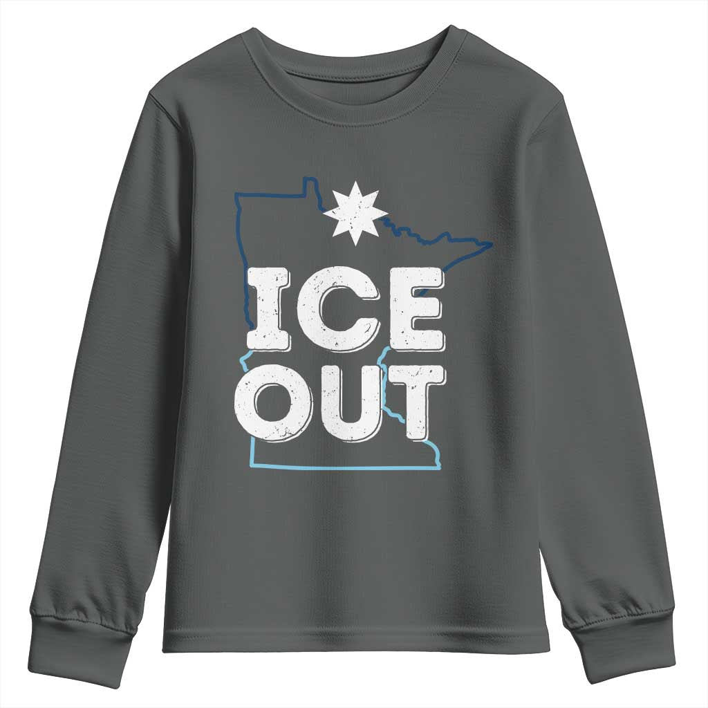 Ice Out Of Minnesota Youth Sweatshirt MN Map Immigration Protest Community Resistance