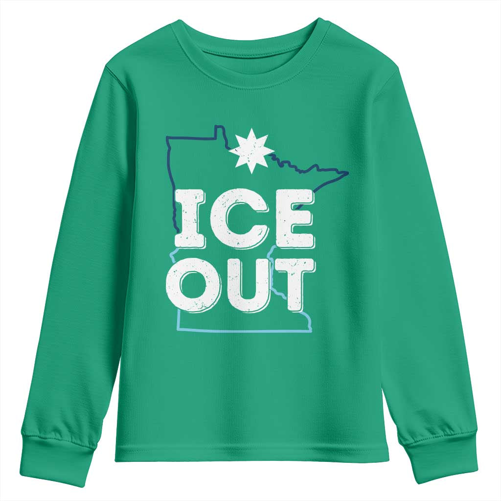 Ice Out Of Minnesota Youth Sweatshirt MN Map Immigration Protest Community Resistance