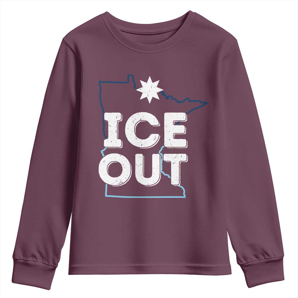 Ice Out Of Minnesota Youth Sweatshirt MN Map Immigration Protest Community Resistance