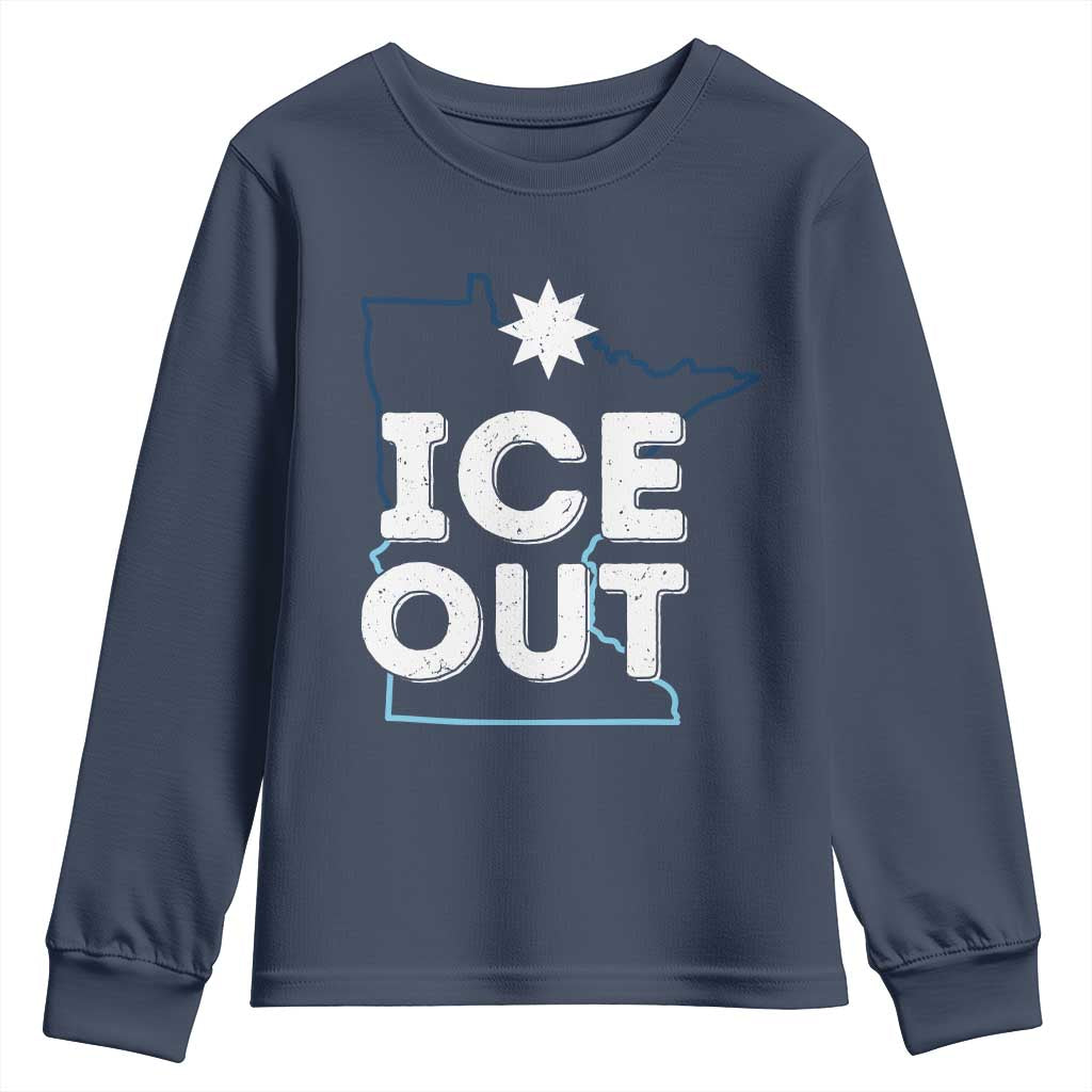 Ice Out Of Minnesota Youth Sweatshirt MN Map Immigration Protest Community Resistance