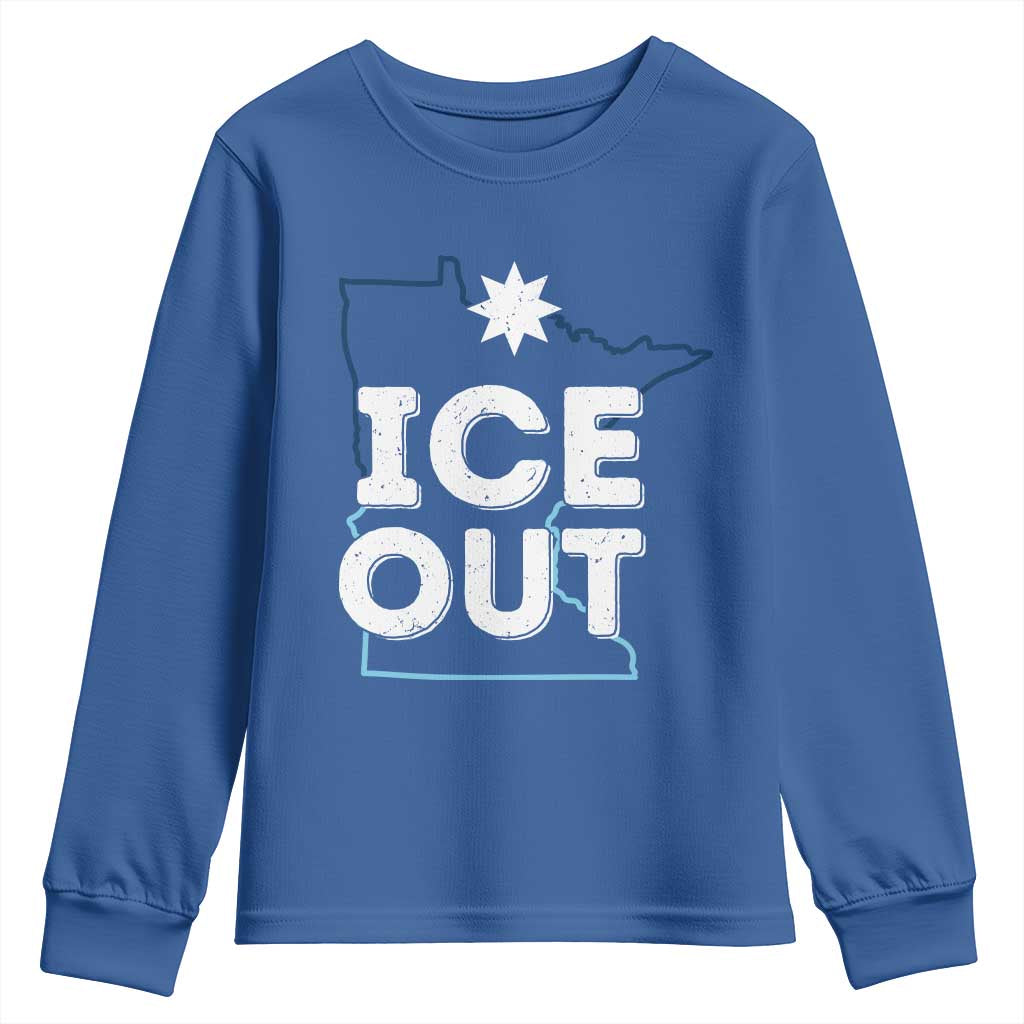 Ice Out Of Minnesota Youth Sweatshirt MN Map Immigration Protest Community Resistance