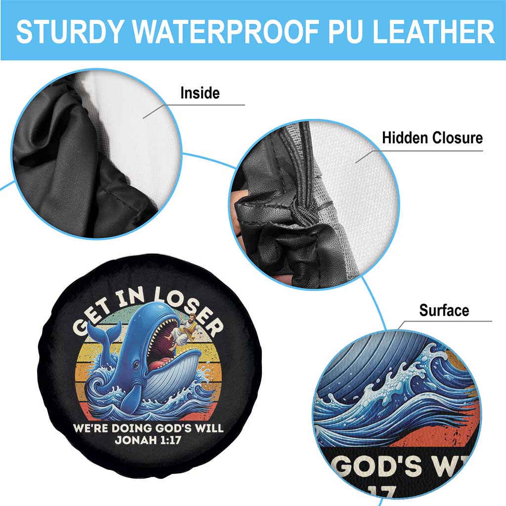 Get In Loser We're Doing God's Will Spare Tire Cover Funny Christian Bible