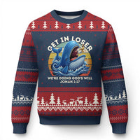 Get In Loser We're Doing God's Will Ugly Christmas Sweater Funny Christian Bible