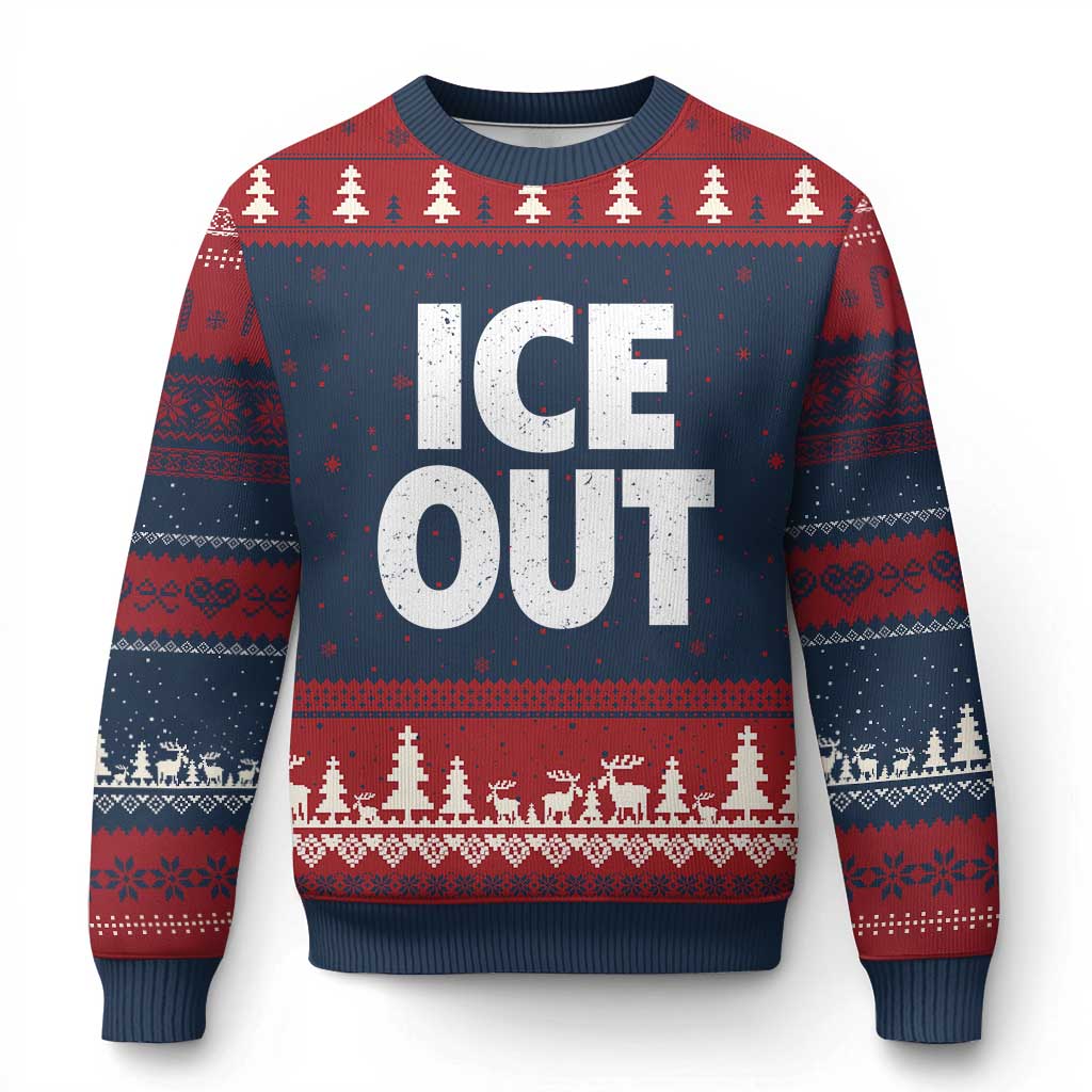 Ice Out Ugly Christmas Sweater Abolish Ice Protest Statement