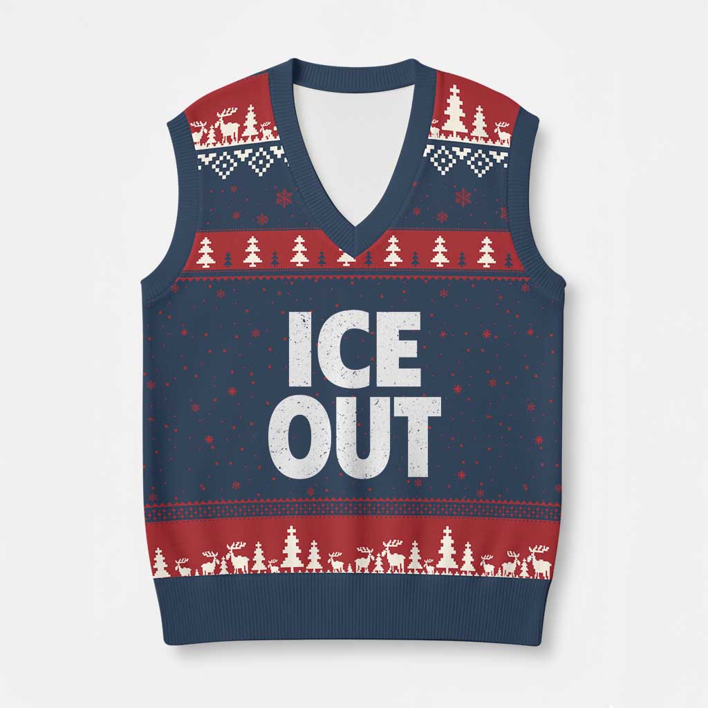 Ice Out V-Neck Knit Sweater Vest Abolish Ice Protest Statement