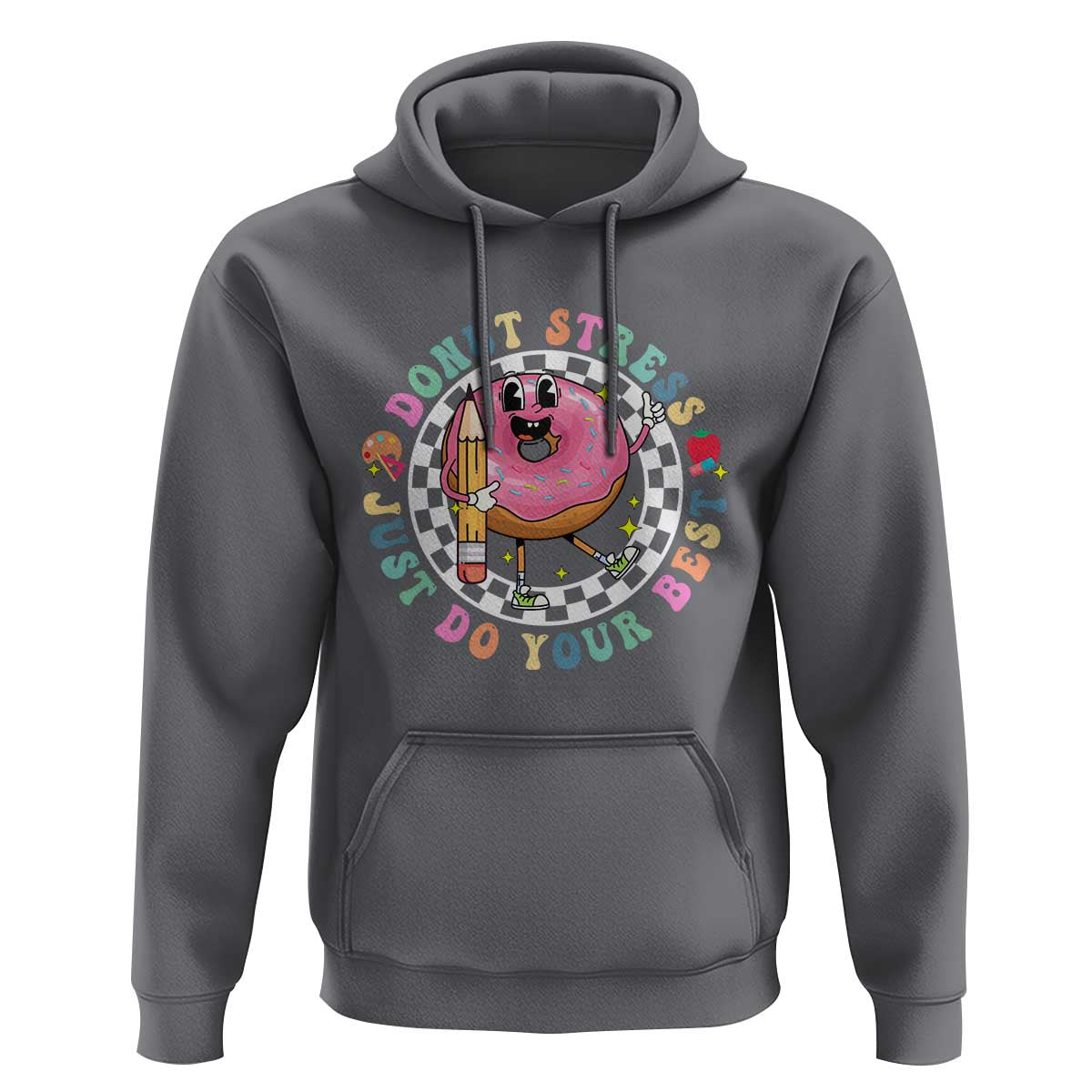 Funny Testing Day Teacher Hoodie Donut Stress Just Do Your Best