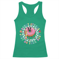 Funny Testing Day Teacher Racerback Tank Top Donut Stress Just Do Your Best