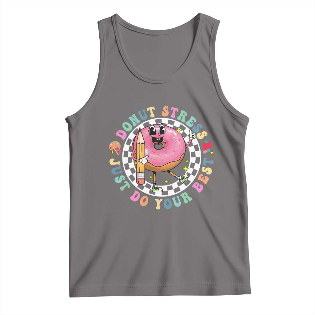 Funny Testing Day Teacher Tank Top Donut Stress Just Do Your Best