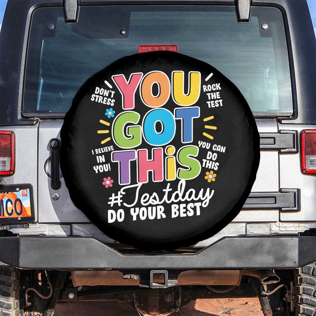 Funny Test Day You Got This Do Your Best Spare Tire Cover Colorful Flowers