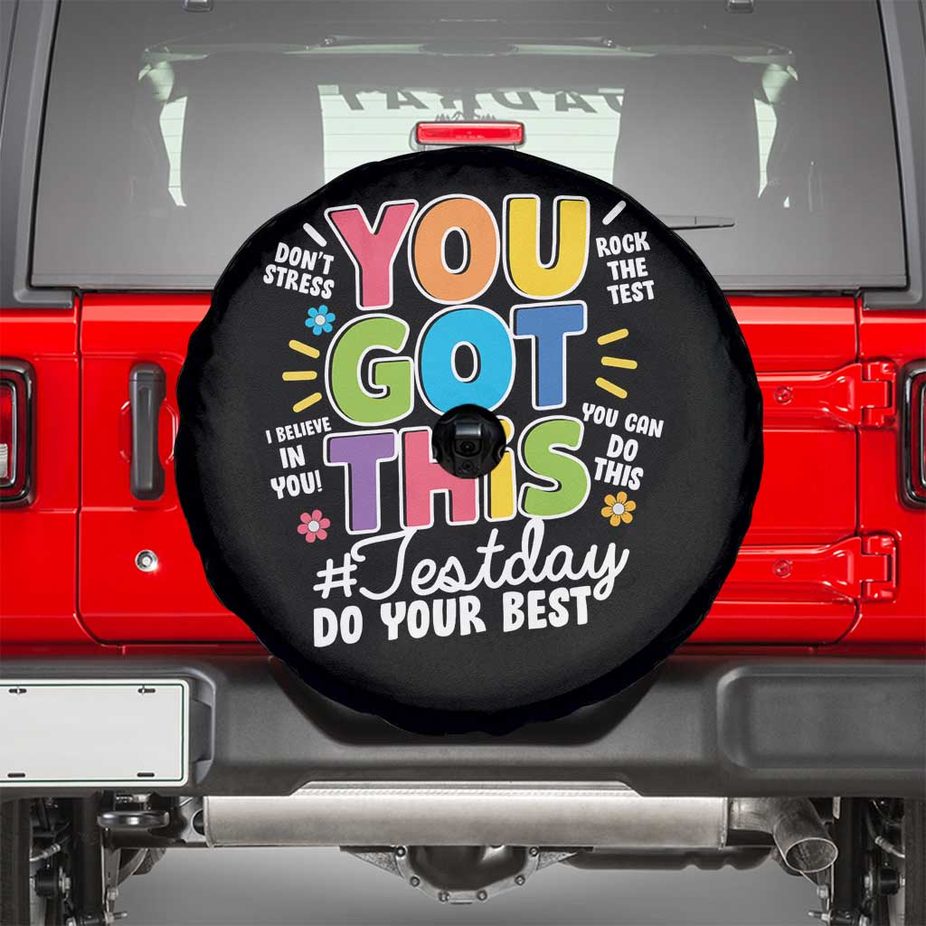 Funny Test Day You Got This Do Your Best Spare Tire Cover Colorful Flowers