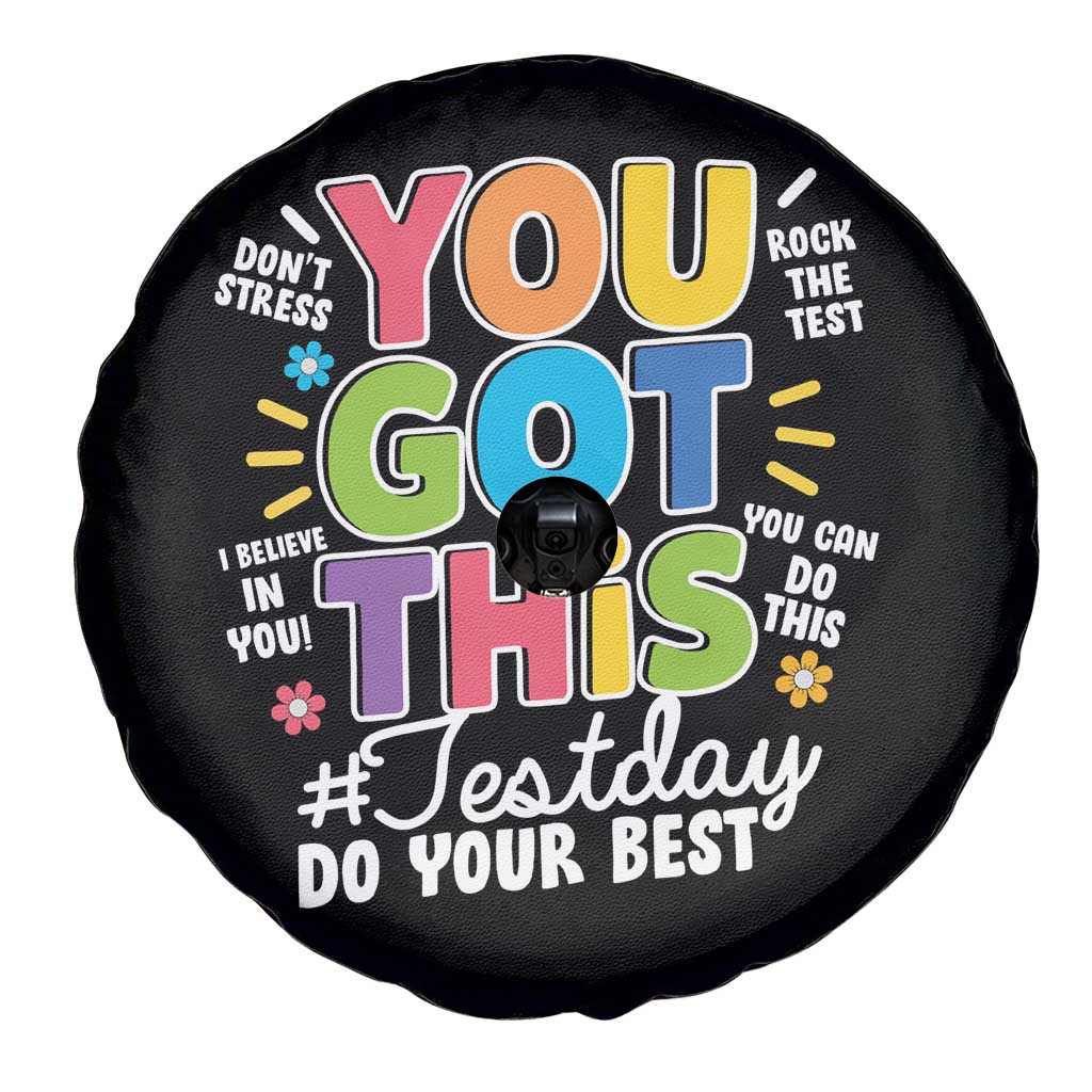 Funny Test Day You Got This Do Your Best Spare Tire Cover Colorful Flowers