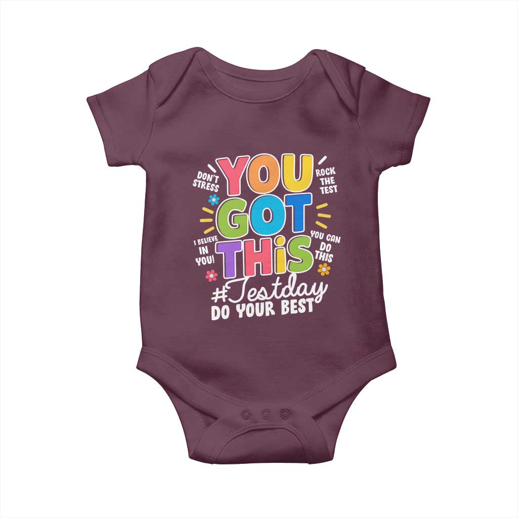 Funny Test Day You Got This Do Your Best Baby Onesie Colorful Flowers