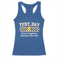 Funny Test Day You're Highkey Staying This Test Racerback Tank Top Teacher Pencil Lightning Bolt