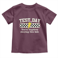 Funny Test Day You're Highkey Staying This Test Toddler T Shirt Teacher Pencil Lightning Bolt