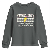 Funny Test Day You're Highkey Staying This Test Youth Sweatshirt Teacher Pencil Lightning Bolt