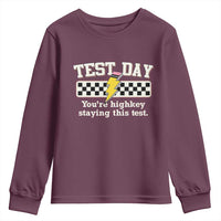 Funny Test Day You're Highkey Staying This Test Youth Sweatshirt Teacher Pencil Lightning Bolt