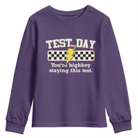 Funny Test Day You're Highkey Staying This Test Youth Sweatshirt Teacher Pencil Lightning Bolt