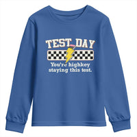 Funny Test Day You're Highkey Staying This Test Youth Sweatshirt Teacher Pencil Lightning Bolt